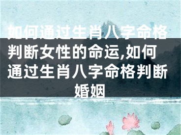 如何通过生肖八字命格判断女性的命运,如何通过生肖八字命格判断婚姻