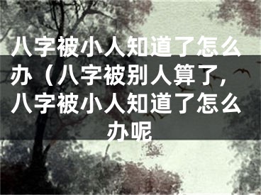八字被小人知道了怎么办（八字被别人算了,八字被小人知道了怎么办呢