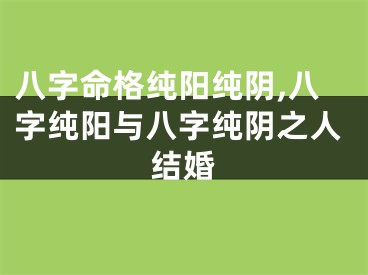 八字命格纯阳纯阴,八字纯阳与八字纯阴之人结婚