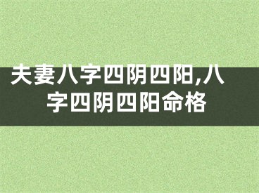 夫妻八字四阴四阳,八字四阴四阳命格