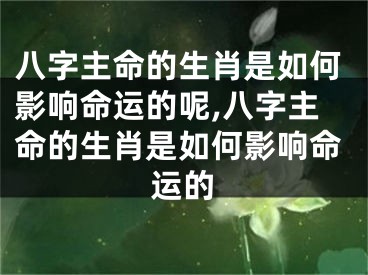 八字主命的生肖是如何影响命运的呢,八字主命的生肖是如何影响命运的