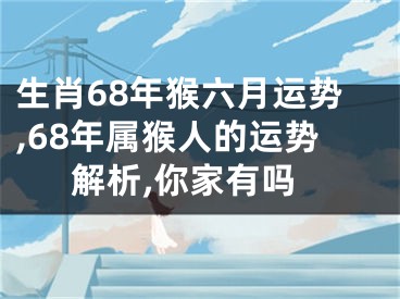 生肖68年猴六月运势,68年属猴人的运势解析,你家有吗