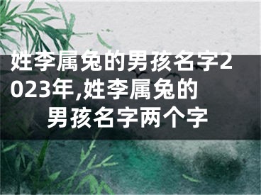 姓李属兔的男孩名字2023年,姓李属兔的男孩名字两个字