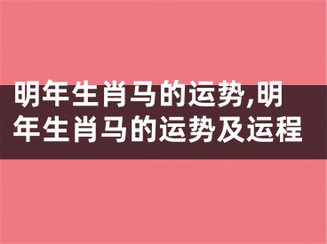 明年生肖马的运势,明年生肖马的运势及运程