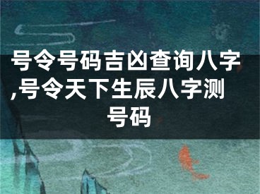 号令号码吉凶查询八字,号令天下生辰八字测号码