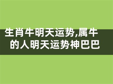 生肖牛明天运势,属牛的人明天运势神巴巴