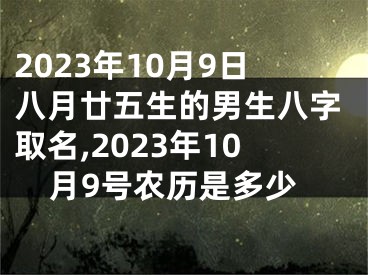 2023年10月9日八月廿五生的男生八字取名,2023年10月9号农历是多少