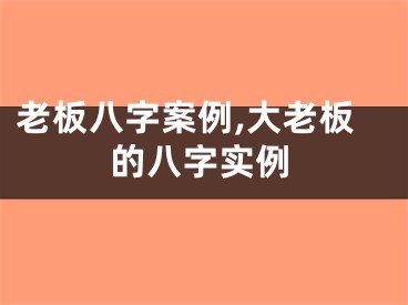 老板八字案例,大老板的八字实例