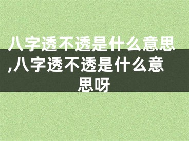 八字透不透是什么意思,八字透不透是什么意思呀