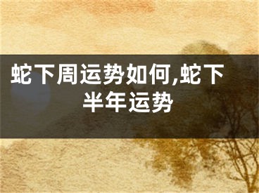 蛇下周运势如何,蛇下半年运势