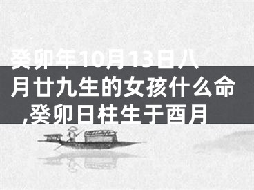 癸卯年10月13日八月廿九生的女孩什么命,癸卯日柱生于酉月