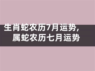 生肖蛇农历7月运势,属蛇农历七月运势