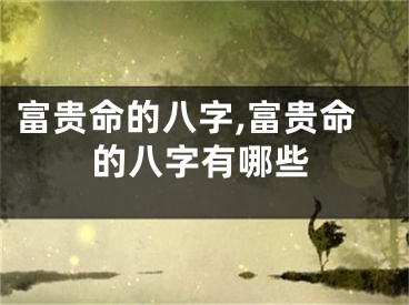 富贵命的八字,富贵命的八字有哪些