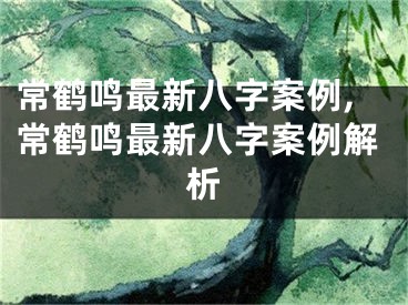 常鹤鸣最新八字案例,常鹤鸣最新八字案例解析