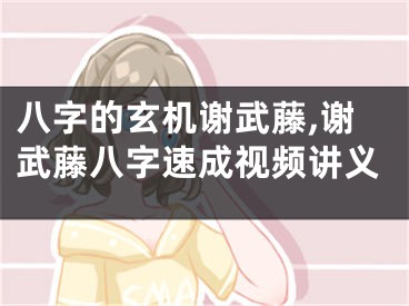 八字的玄机谢武藤,谢武藤八字速成视频讲义