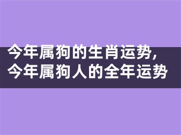 今年属狗的生肖运势,今年属狗人的全年运势