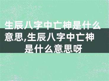 生辰八字中亡神是什么意思,生辰八字中亡神是什么意思呀