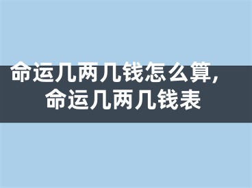 命运几两几钱怎么算,命运几两几钱表