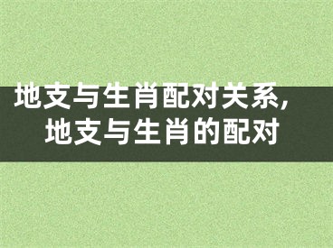 地支与生肖配对关系,地支与生肖的配对