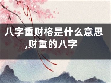 八字重财格是什么意思,财重的八字