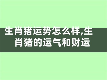 生肖猪运势怎么样,生肖猪的运气和财运