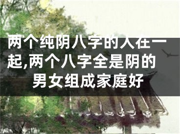 两个纯阴八字的人在一起,两个八字全是阴的男女组成家庭好