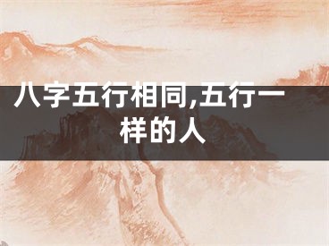 八字五行相同,五行一样的人