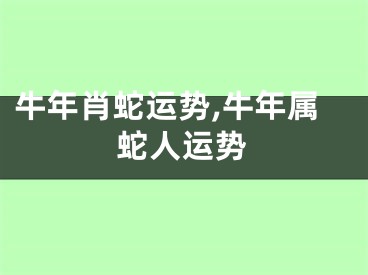 牛年肖蛇运势,牛年属蛇人运势