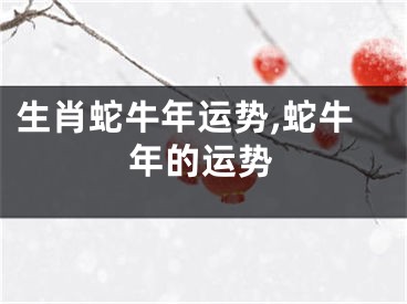 生肖蛇牛年运势,蛇牛年的运势