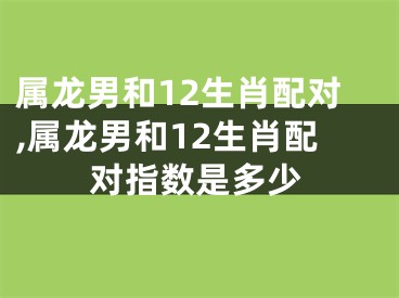 属龙男和12生肖配对,属龙男和12生肖配对指数是多少