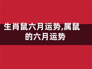 生肖鼠六月运势,属鼠的六月运势