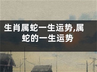 生肖属蛇一生运势,属蛇的一生运势