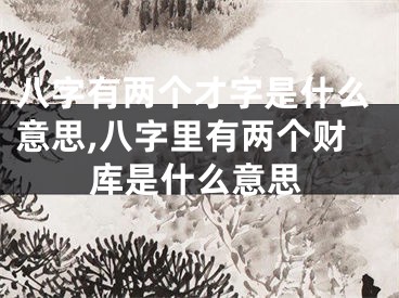 八字有两个才字是什么意思,八字里有两个财库是什么意思