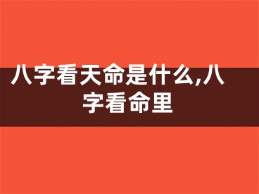 八字看天命是什么,八字看命里