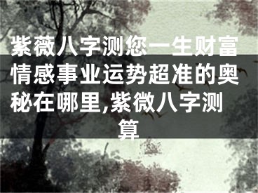 紫薇八字测您一生财富情感事业运势超准的奥秘在哪里,紫微八字测算