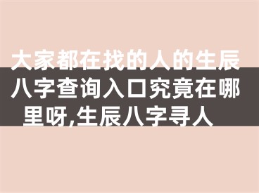 大家都在找的人的生辰八字查询入口究竟在哪里呀,生辰八字寻人