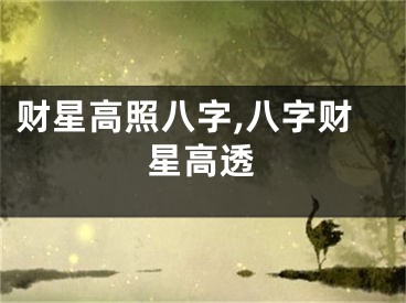 财星高照八字,八字财星高透