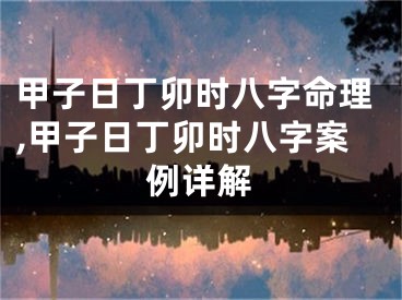 甲子日丁卯时八字命理,甲子日丁卯时八字案例详解