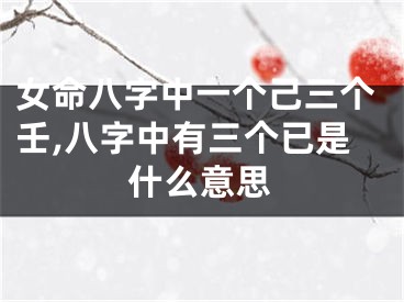 女命八字中一个己三个壬,八字中有三个已是什么意思