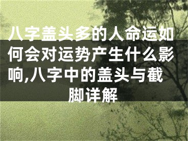 八字盖头多的人命运如何会对运势产生什么影响,八字中的盖头与截脚详解