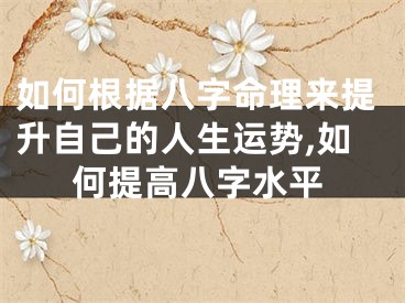 如何根据八字命理来提升自己的人生运势,如何提高八字水平