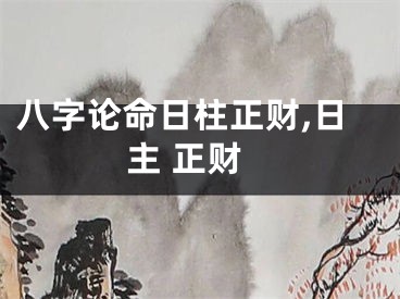 八字论命日柱正财,日主 正财