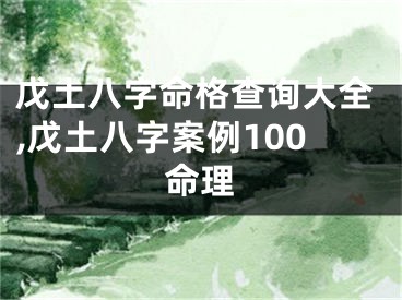 戊土八字命格查询大全,戊土八字案例100命理