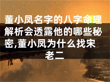 董小凤名字的八字命理解析会透露他的哪些秘密,董小凤为什么找宋老二