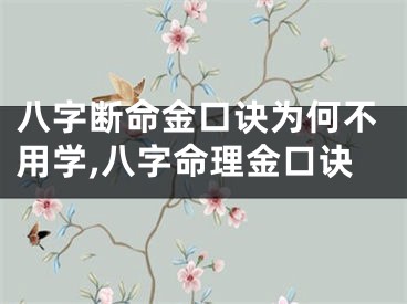 八字断命金口诀为何不用学,八字命理金口诀