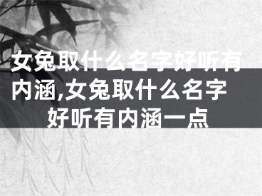 女兔取什么名字好听有内涵,女兔取什么名字好听有内涵一点