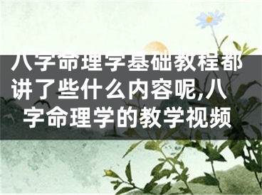 八字命理学基础教程都讲了些什么内容呢,八字命理学的教学视频