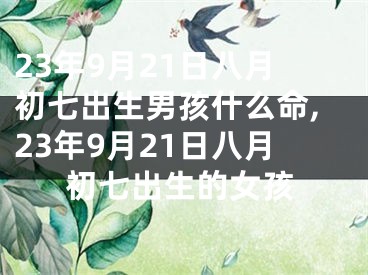 23年9月21日八月初七出生男孩什么命,23年9月21日八月初七出生的女孩