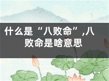 什么是“八败命”,八败命是啥意思