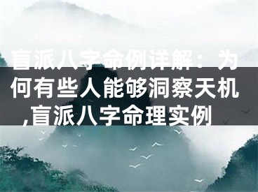 盲派八字命例详解：为何有些人能够洞察天机,盲派八字命理实例